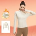 thumbnail image 2 of TMOYZQ Women's Workout Jacket Full Zip Thickened Warm Athletic Jackets Long Sleeve Slim Fit Tops Casual Lightweight Velvet Lined Cropped Active Yoga Tops, 2 of 3