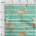 thumbnail image 2 of oneOone Viscose Jersey Sea Green Fabric Tropical Flamingo With Stripes Quilting Supplies Print Sewing Fabric By The Yard 60 Inch Wide, 2 of 4