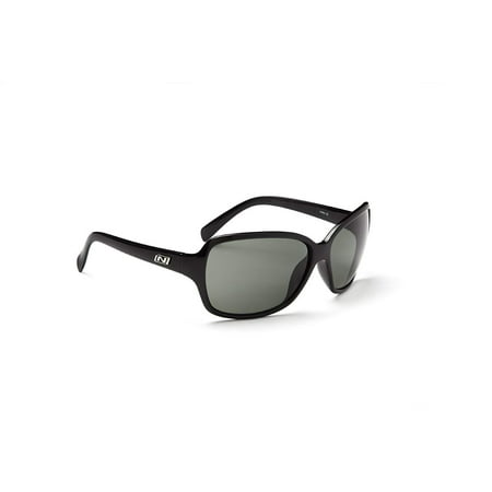 Optic Nerve Polarized Women's Sunglasses with 100% UVA/UVB Protection for Fashion and Style, Elixer - Shiny Black with Polarized Smoke Lens -