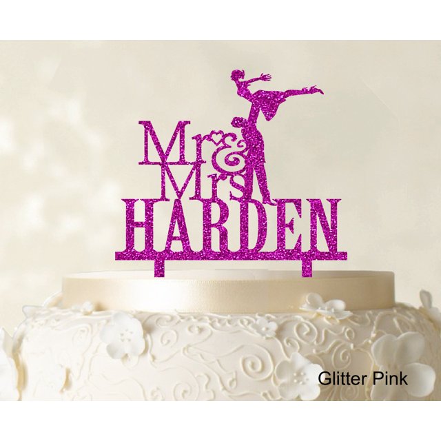 Personalized Mr & Mrs Couple Cake Topper Personalized Glitter Cake Topper Color Option Available 5-7 Inches Wide