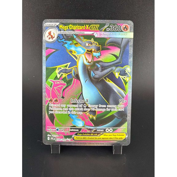 Collectible 2025 Pokémon Mega Evolution Phantasmal Flames Mega Charizard X EX #109/94 Holo SAR Secret Rare Trading Card
