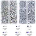 thumbnail image 4 of LAICAIW 6000Pcs Hotfix Rhinestones Flat Back Gemstone Crystal Set with Clear and Clear AB 6 Sizes Crystal and 12 Mixed Color SS12 Rhinestones for DIY Manicure, Face Art Clothes Bags, 4 of 6