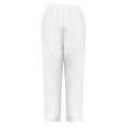 thumbnail image 4 of Karight Womens Summer Cotton Linen Elastic High Waist Cropped Pants Casual Loose Straight Leg Beach Trousers with Pockets, 4 of 5