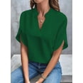thumbnail image 3 of Women'S Chiffon Blouse Shirt V Neck Dressy Tunic Tops Green M, 3 of 5