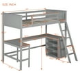 thumbnail image 3 of Twin XL Size Metal Loft Bed with L-Shaped Desk, USB, Wardrobe and Adjustable Shelf, High Loft Bed with LED, White, 3 of 9