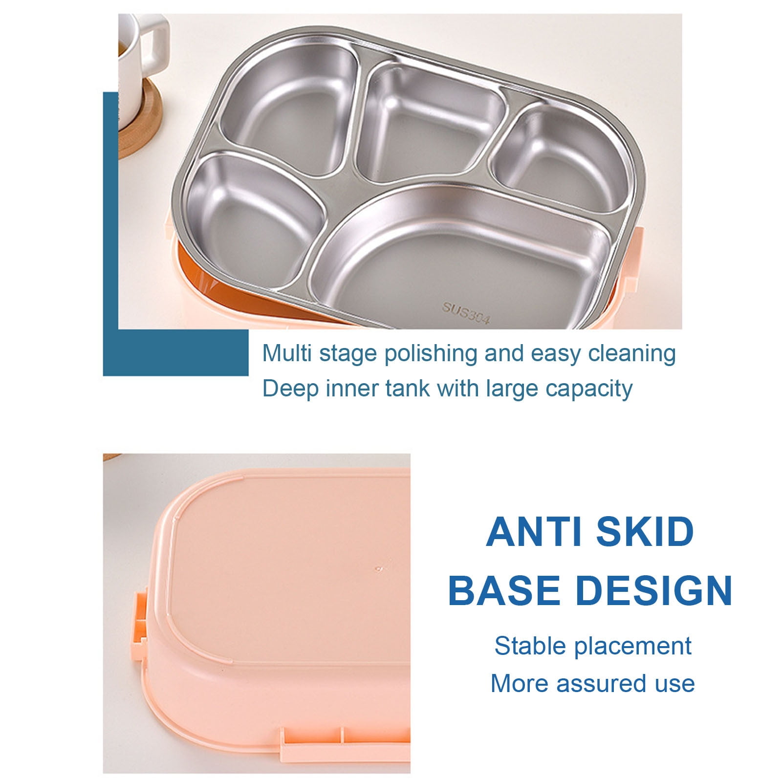Bento Box Lunch Box, Gaqring Thermal Insulation 4 Grids With Soup Bowl, Portable Leakproof Keep Warm 2-4 Hours Lunch Box for Teen Office Picnic