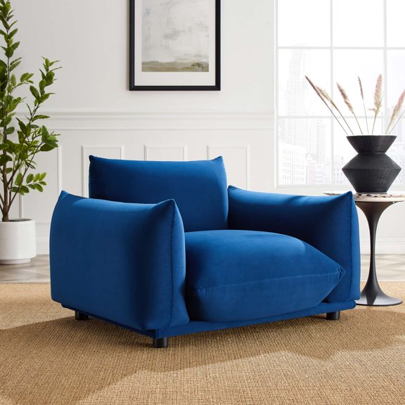Modway Copious Performance Velvet Armchair in Navy