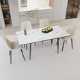 thumbnail image 2 of Extendable Modern Dining Table Set with 4 Linen Chairs, 47-63 Inch Space-Saving MDF Table & Beige Upholstered Seating, Expandable Metal Base Furniture for 2-6 People, 2 of 9