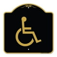thumbnail image 1 of 18 x 18 Po Signe de la Série Designer - Grand Symbole Handicapé&44; Noir & Or, 1 of 1
