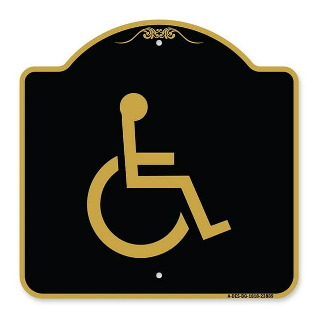 18 x 18 in. Designer Series Sign - Large Handicapped Symbol, Black & Gold