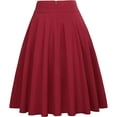 thumbnail image 5 of qolati Skirts for Women 2023 Solid Bow Tie High Waist A-Line Skirt Elegant Pleated Swing Skater Flared Midi Skirt, 5 of 5