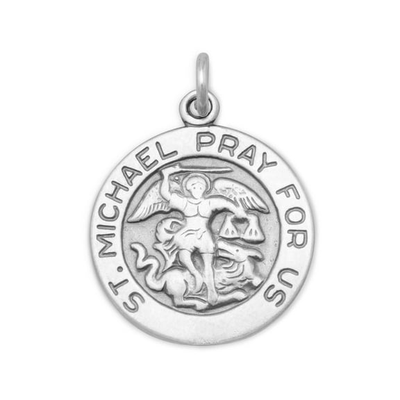St. Michael Charm Small Medallion Pendant Sterling Silver