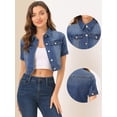 thumbnail image 2 of Chaqueta Corta Informal Para Mujer Allegra K de Manga Corta Vaquera Azul L, 2 of 6