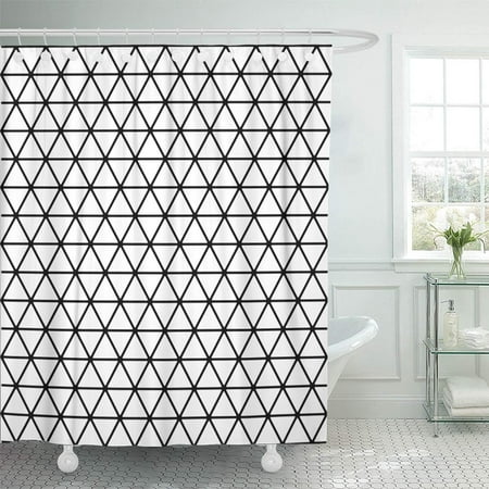Contour Triangle - KSADK Abstract Triangles Pattern Black Mesh Architecture Classic Contemporary Contour Form Shower Curtain 66x72 inch