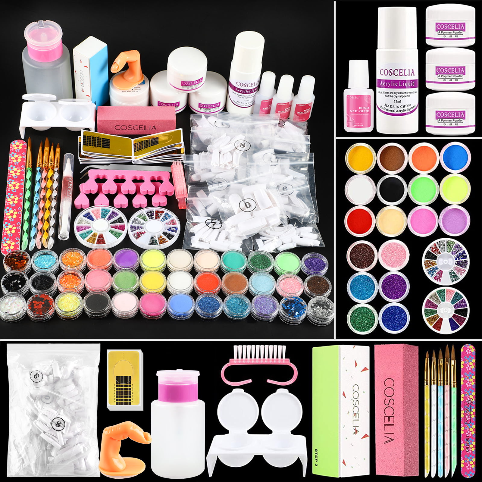 Acrylic Nail Kit, Acrylic Powder Monomer Liquid Nail Set with 36 Colors ...