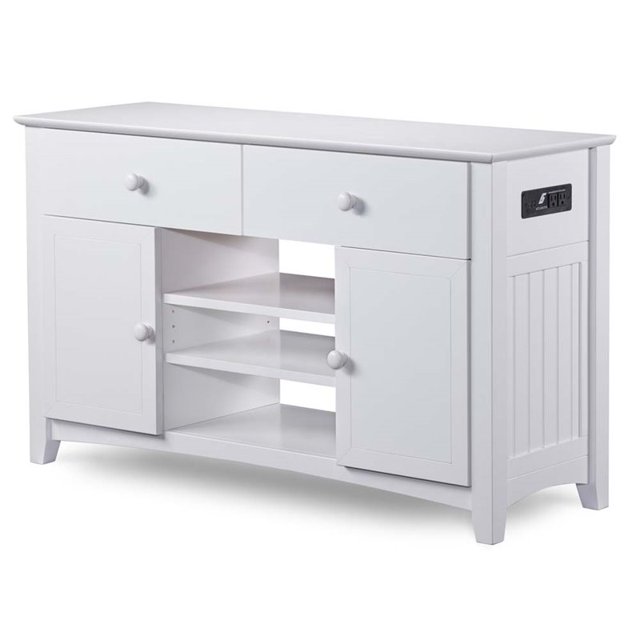 Atlantic Furniture Nantucket 50" Chargeur TV Stand en Blanc