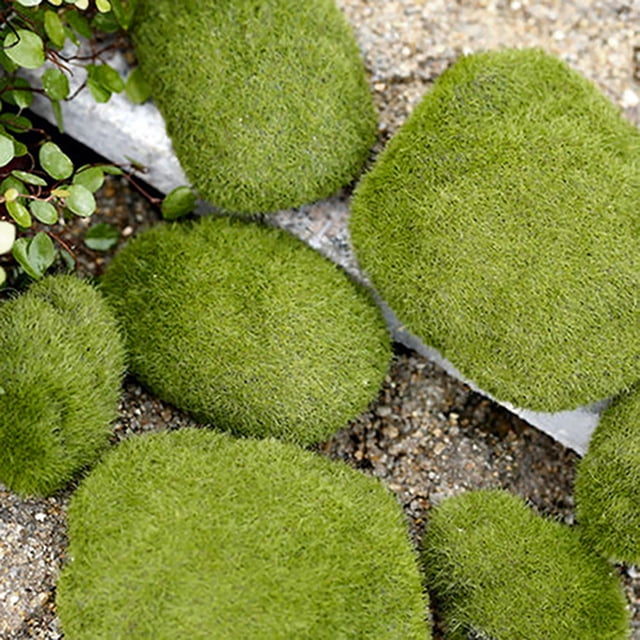 Trayknick 1 Pack Fuzzy Artificial Moss Rocks Realistic Compact Simulated Green Mossy Stones for Potted Plants Green