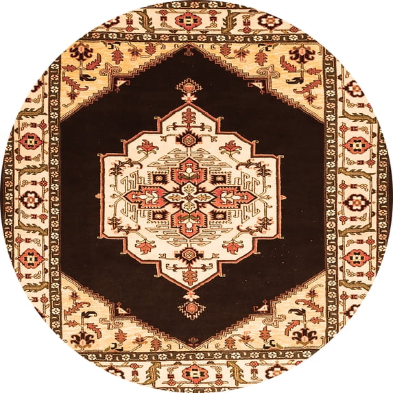 Ahgly Company Indoor Round Medallion Orange Traditional Area Rugs, 5' Round