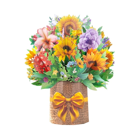 Paper Flowers Pop Up Cards, Paper Rose Bouquet Greeting Card with Envelope & Note Card for Valentine’s Day, Anniversary, Mother’s Day, Get Well