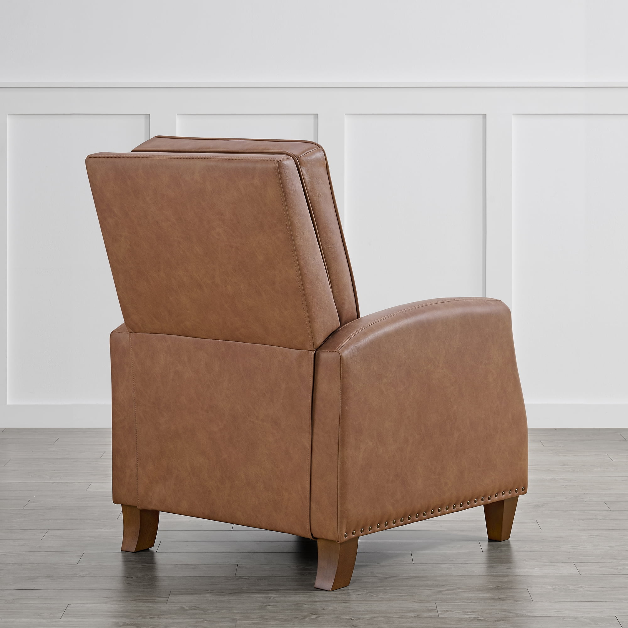 CHITA Recliner Chairs for Adults Single Sofa Chair for Living Room Faux Leather Push Back Recliner,Saddle Brown