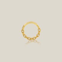 Anygolds 14K Real Solid Gold CZ Evil Eye Hoop 16G Clicker Septum Body Piercing Jewelry