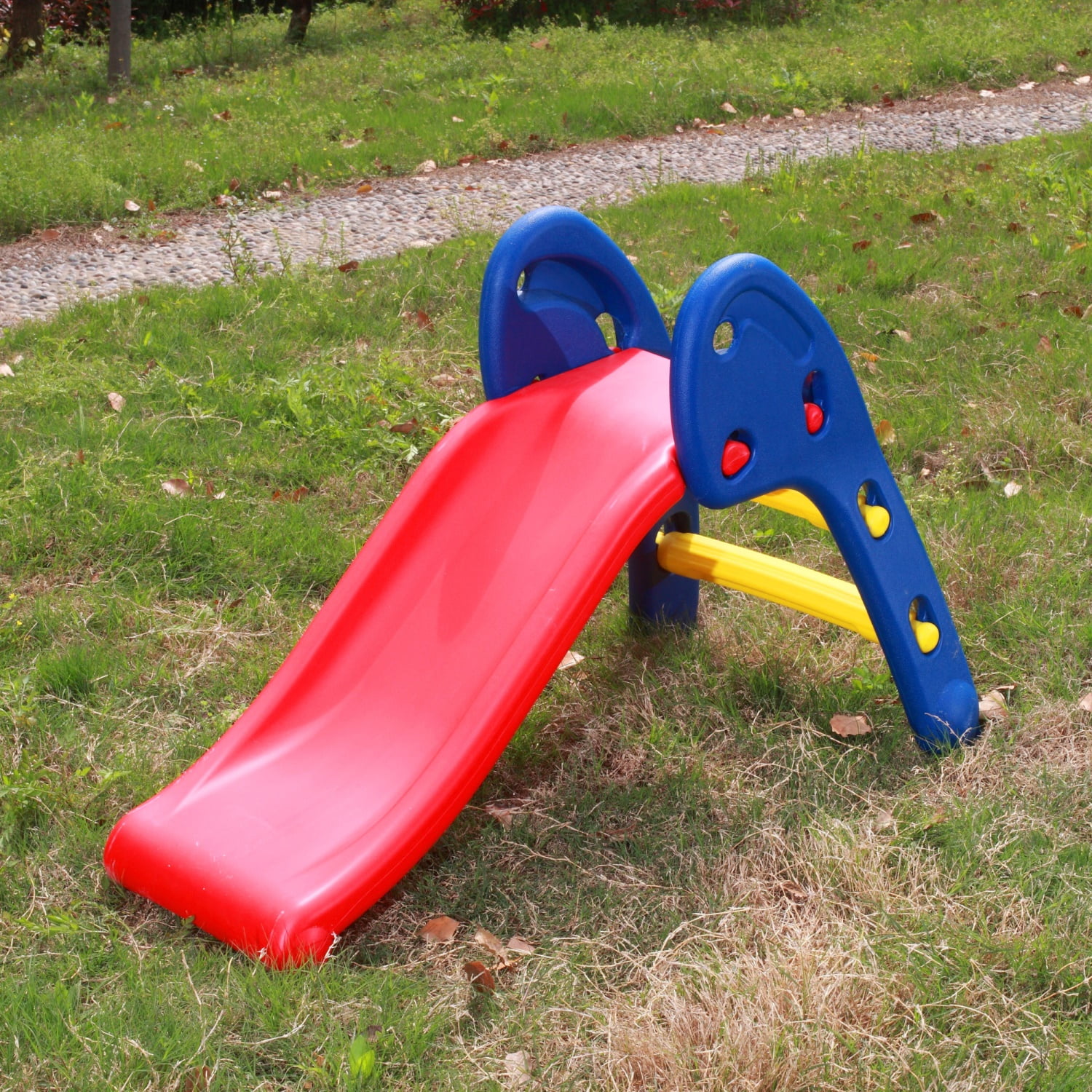 CIPACHO Kids Plastic Slide for Toddler Age 1-3, Indoor Outdoor Climber Slide with Foldable, Red