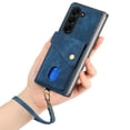 thumbnail image 6 of Nalacover for Samsung Z Fold 5, Slim Case Wallet with Credit Card Holder, Back Flip Premium Leather Magnetic Clasp Kickstand Wirst Hand Strap Shockproof Cover for Samsung Galaxy Z Fold 5, Blue, 6 of 11