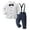B White, variant on Boys Gentleman Outfits Set, Toddler Dress Shirt with Bowtie + Suspender Pants, Baby Boy Clothes Suits, 6 Months-7 Years