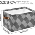 thumbnail image 4 of GZHJMY 2 Pack Collapsible Organizer Storage Bins with Moroccan Plaid Gray White Cute Print,14.2"x10.2" Rectangular Fabric Baskets with Sturdy Leather Handles for Home/Office/Bathroom, 4 of 7