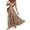 Coffee, variant on Boho Dresses for Women V Neck Short Sleeve Floral Printed Maxi Dresses Elastic Smocked Waist Tiered A Line Casual Dresses, 2XL