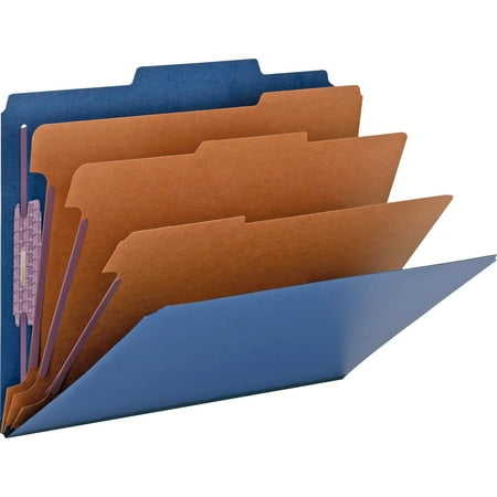 Smead, SMD14096, SafeSHIELD Fasteners 3-Div Classification Folders, 10 / Box, Dark Blue