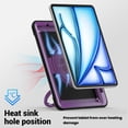 thumbnail image 4 of Shockproof Case for Apple iPad Air 11 Inch M3 M2 2025/2024, Rugged Hybrid Protective Cover with Pencil Holder & Shoulder Strap Kids Friendly Rotating Kickstand Case for iPad Air 11 Inch, Purple, 4 of 9