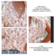 thumbnail image 5 of Blusa estampada con botones para mujer, manga corta, cuello en V, blusa informal con estampado elegante para el trabajo, fiesta diaria, 5 of 6