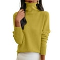 thumbnail image 4 of WHEANG Long Sleeve Shirts For Women Turtleneck Long Sleeve Knitted Pullover Wool Blend Warm Cozy Ribbed Cuffs Casual Winter Top 1Pc Gold S-3Xl, 4 of 5