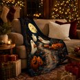 thumbnail image 3 of Whimsical Spooky Forest Scene Friendly Ghosts Glowing Jack-O'-Lanterns, Festive Halloween Scene, Warm Flannel Blanket for Cabin and Lodge, Art Lovers Halloween Gift, Festive Home Decor, 3 of 9