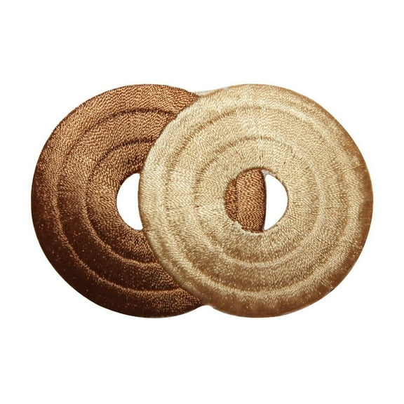 ID 8750 Tan Circle Rings Patch Shape Design Linked Embroidered Iron On Applique