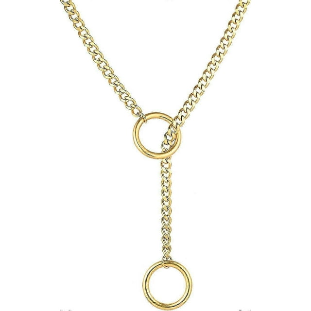 Heart O ring Slip Chain Necklace for Women Stainless Steel Cuban Chain Heart Necklace Punk Rock Collar Necklace Handmade Adjustable Lariat Y Necklace