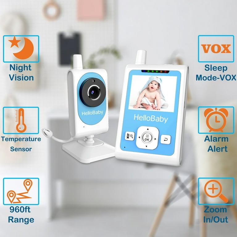 GETOHAN Video Baby Monitor with Camera and Audio Temperature Display, 2-Way  Talk