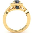 thumbnail image 2 of Three Stone Lab-Created Sapphire Diamond Peekaboo Halo Engagement Ring In 14k Yellow Gold, 2 of 6