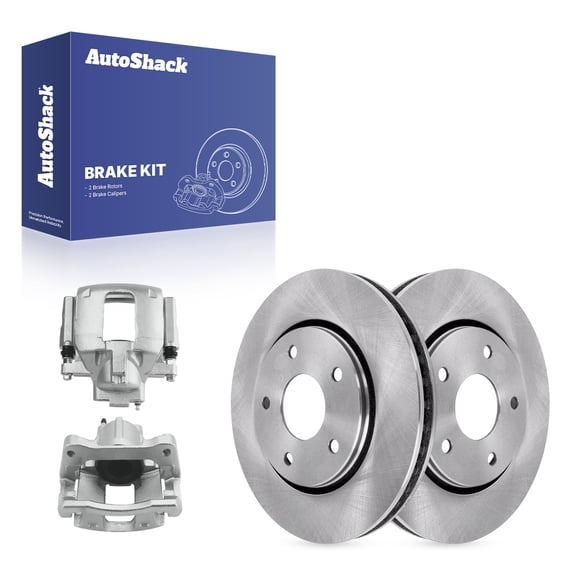 AutoShack Front Vented Brake Rotors   Calipers 4-PC Brake Kit Replacement for 2013-2016 Dodge Grand Caravan 2013-2016 Chrysler Town & Country 2013-2015 Ram C/V 11.89" (302 mm)