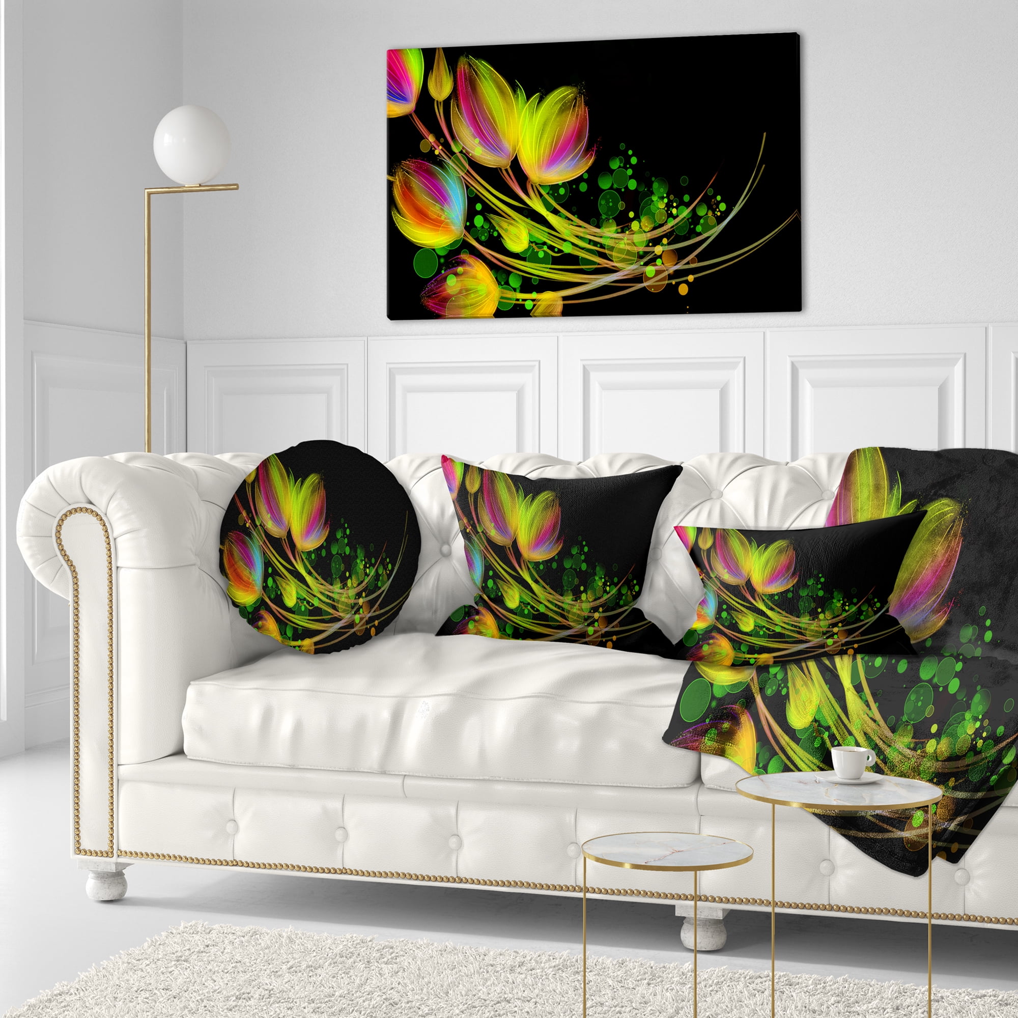 Designart Bright Bouquet - Floral Throw Pillow - 12x20