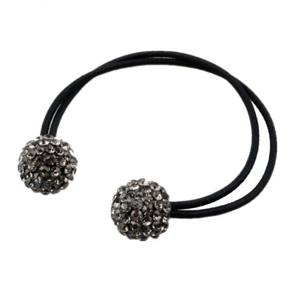 2x Hair Ties Elástico Titular Two Diamante Balls Hairband Yinane titular de cola de caballo brillante