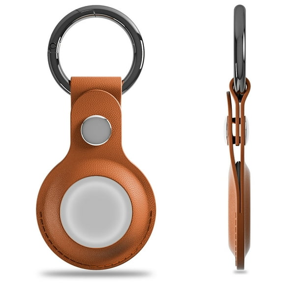 Vegan Leather Case with Key Ring for AirTag - Brown