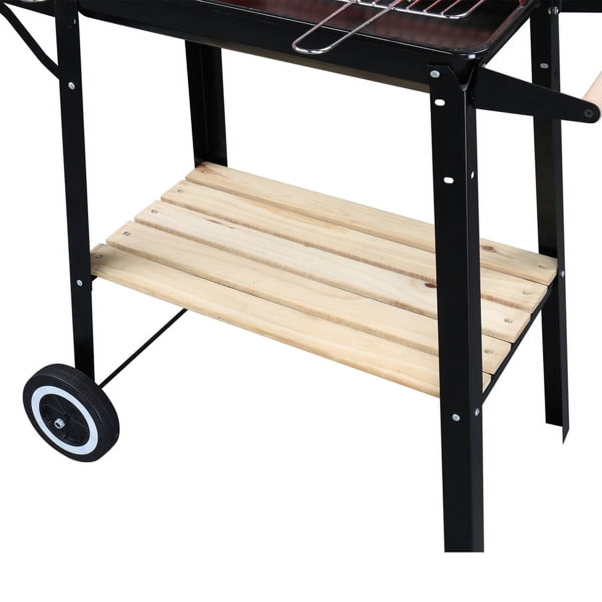 Fithood 85*42*86cm Four Legs With Wheels Square Enamel Charcoal Oven Black Red