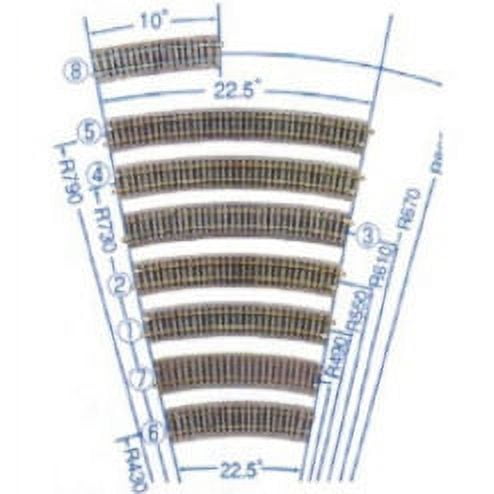 Kato 610mm (24") Radius 22.5�� Curve Track [4 pcs]