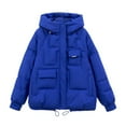 thumbnail image 5 of Breezora Women Mid Length Hooded Puffer Jacket Casual Loose Fit Warm Winter Coat Street Style M Size Blue, 5 of 5