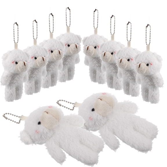 BESTYASH 10Pcs Beige Bear Plush Keychain Set Soft Fleece Animal Charms for Adults Collectibles and Party Favors