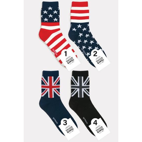 Men's Crew Flag Socks - 4 Pair Set