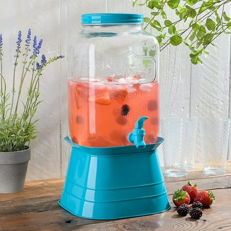 

Gibson Home 13095102RR Chiara 2 GL - Glass Lid & Metal Base - Blue - Dispenser