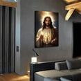 thumbnail image 5 of XUFX Catholic Jesus Lights Candles Wall Art God Print on Canvas Jesus Painting Christian Wall Decor Jesue canvas &nbsp; Framed 8x10inch, 5 of 5